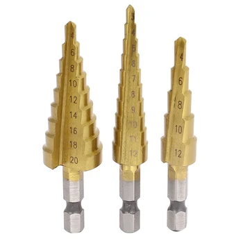1/4-tolline Hex Varre 3-12 4-20 4-12mm Titanium Kattega Step Drill Bit Set