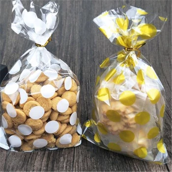 100 Tk/palju Valge Kuldne Dots Kott Küpsised DIY Kingitus Kotid jõulupidu Candy Toit&Käsitsi valmistatud Seep Pakendamise Kotid