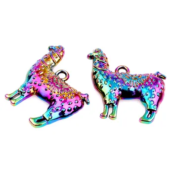 10tk Rainbow Värvi Sulamist Alpaca loomade Ripats võlusid jaoks Kaelakee DIY Ehted Aksessuaarid Naistele Tüdruk Xmas kingitused