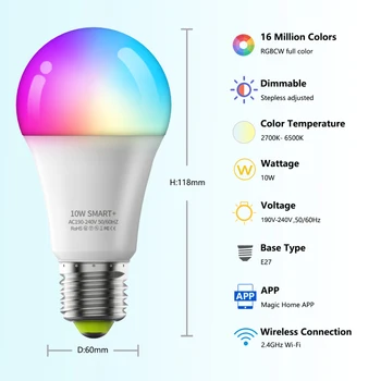 10W Smart Lamp RGB Reguleeritav Taimer Kerge Maigic Home Pro Kontrolli Smart Home Hääl töötab Alexa Google Kodu