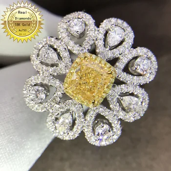 18k valge kuld teemant sõrmus Engagement&Pulmad Loomulik Tõeline Teemant Sõrmus Ehted on sertifikaadi 003