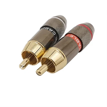1Pair/2tk kullatud RCA Male Plug Connector RCA Adapter Audio Kõlari Juhe Kaabli Ühendused 6mm Kaabel