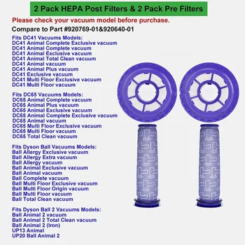 2 Pack Hepa-Post Filter & Pre Filter Dyson DC41/DC65/DC66/UP13 UP20,Vaakum Filter Asendamine