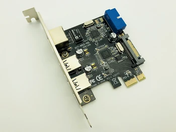 2 Ports USB 3.0 PCI Express + RJ45 Gigabit Ethernet Võrgu Ees Paneeli Kontroll-Kaardi Adapter SATA & 20 Pin Header