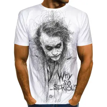 2020. aasta Suvel Kloun Valge Joker 3d Trükitud T-Särk Meestele, Joker Nägu Juhuslik Mees Tshirt Kloun Lühikesed Varrukad lõbusad T-Särgid, Topid