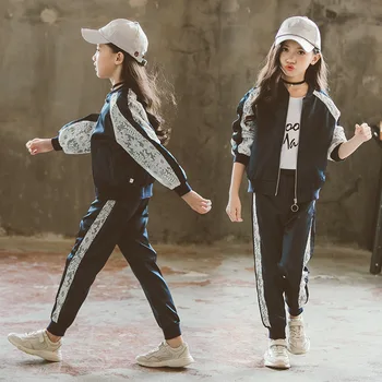 2020. aasta Uus Sügis Fashion Laste Riiete Komplektid Tüdrukud Sport Sobib Kaks Tükki Jope + Püksid Laste Riided Lastele Spordidressid