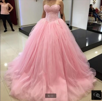 2020 hämmastav roosa ball kleit tanssiaiset kleit helmestus pits appliques printsess pundunud pikk ballile hommikumantlid magus 16 isiku kleidid hot müük