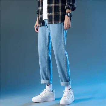 2021 kevadel ja sügisel uus kärbitud püksid meeste trendikas bränd vabaaja lahti tahke teksad