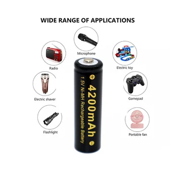 2021 palju AA 4200mAh taaslaetav patarei 1,5 V Taaslaetavat Alkaline batery led mänguasi mp3