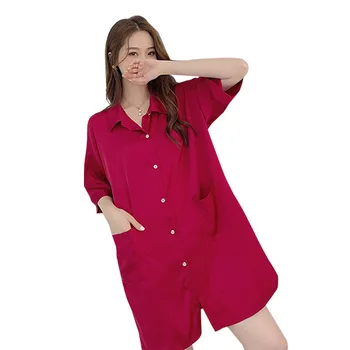 2021 Suvel Uus Nightgowns Nightshirt Satiin Naiste Sleepwear Magada Särk Seksikas Intiimne Pesu Lahti Satiin Kodus Kaste Kleit