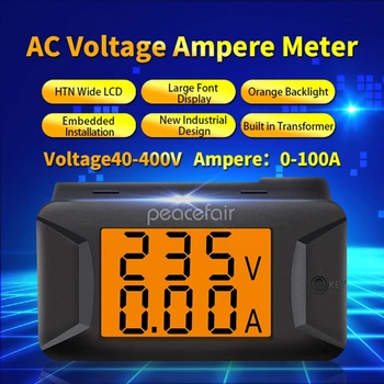 2in1 Ammeter Voltmeeter AC 40-400V 0-100A Ühe Faasi Pinge Praeguse Paneel Arvesti Ekraan Sisseehitatud Trafo