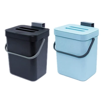 2x Komposti Bin eest Countertop või Alla Vajuma Kompostimine, Ndoor Kodus Prügikasti Eemaldatava Õhukindlalt Kaanega Must & Sinine