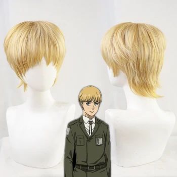30cm anime parukas rünnak titan Armin Arlart kuldne kollane parukas lühike sünteetilised juuksed cosplay kostüüm parukad + parukas kork