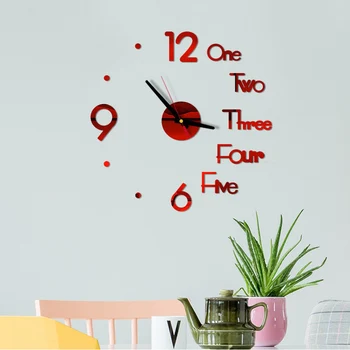3D Peegel Seina Kella Kaasaegne Disain Akrüül Kvarts seinakellad Kleebised DIY Digital Wall Clock Loominguline Magamistuba Office Decor