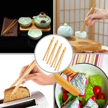 4-osaline bambusest tee klipp köögi-ja lauanõud tee set tarvikud salat toidu terviseks terviseks pintsetid peekon suhkru jäätee nõud
