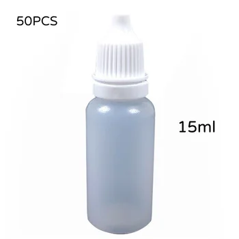 50 Tk/Set 15mL Väike Tühi Plastik Squeezable Tilguti Pudel Kaasaskantav Silma Liquid Dropper Korduvtäidetavaid Pudelid Valge Kork