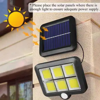 50W COB Solar LED Tänaval Valgus, Veekindel PIR Liikumisandur Smart Remote Control Lamp Väljas Aed Turvalisuse seinavalgusti