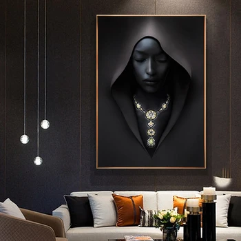 Aafrika Must Naiste Õli Lõuendil Maali Seina Art Plakat ja Trükib Põhjamaade ja Skandinaavia Kunst Pilt elutuba Home Decor