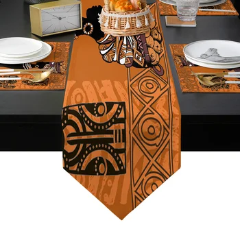 Aafrika Naine Siluett Geomeetriline Kultuuri Tabelis Koha Seatud Kodu Köök söögilaud Pulmapidu Puhkus Kaunistused