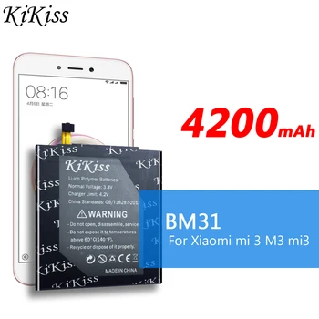 Algne KiKiss Jaoks Xiao mi Smart Mobile Asendamine Aku Xiaomi Mi 3 M3 Mi3 BM31 BM-31 BM 31 mobiiltelefoni Akude
