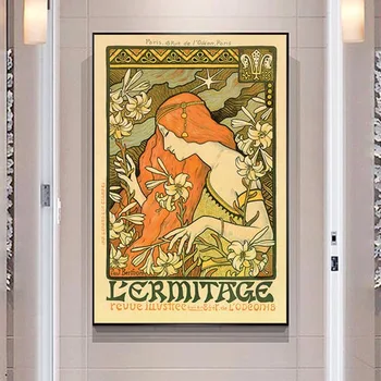 Alphonse Mucha Kuulsa Maali Vintage Illustratsioon, Lõuend Plakatid ja Pildid Seina Art Piltide kasutamiseks Kodus elutoas Teenetemärgi