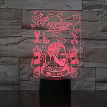 Barber Kolju 3D Optical illusion Kerge Hipster Skelett Barber Shop Raseerima LED Night Light Vuntsid Kolju Tabel Visuaalne Lamp 2293