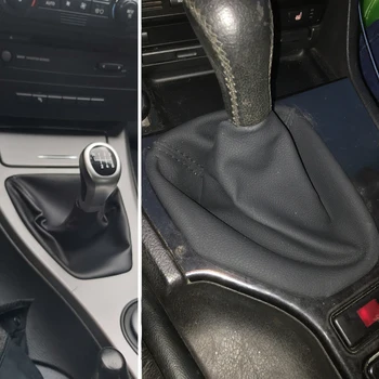 BMW E30 E39 E46 E87 E90 Manual Gear Shift Knob Gaiter Boot Juhul + Raam Käigukangi Krae Must Nahast Kate