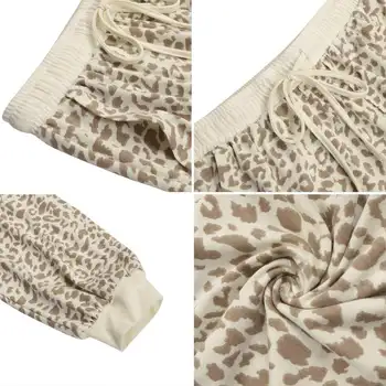 Celmia Vabaaja Pidžaama Naiste Lahtised Pikad Püksid 2021 Leopard Printida Taskud Homewear Püksid Drastring Elastne Vöökoht Magada Põhjad