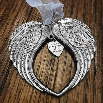 Christmas Angel Wing Ornament Stiilne Ripats Kaunistamiseks Tükk Mu Süda On Taevas Jõulud Memorial Teenetemärgi