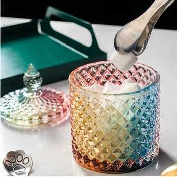 Colorfull Euroopa Glass Candy Jar Cup Ladustamise Kaanega Suletud Hoiustamine Jar Suupiste Pulmad Meik Ehted Karp Koos Kaanega