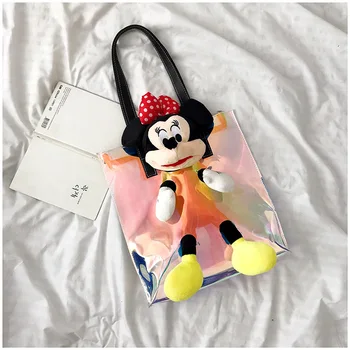 Disney cartoon uus Miki Minni daamid mood õlakott Kawaii suure mahutavusega (läbipaistvat laser kott tüdruk kooli kott