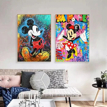 Disney Miki Hiir Lõuendile Maali Abstraktse Cartoon Plakatid ja Print Graffiti Art Wall Pilt elutuba Kodu Kaunistamiseks