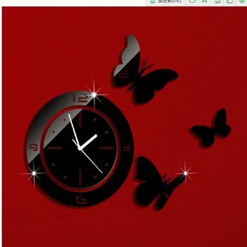 DIY Kella Saat Kell Reloj Akrüül Duvar Saati Horloge Murale isekleepuv Liblikas seinakellad Reloj de viilutatud Klok Vaadata
