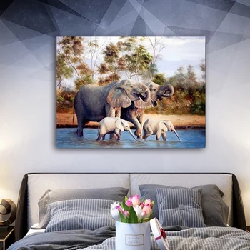 DIY värvaineid pilte numbrid elevant pere pilt joonis Leevendust, värvimine poolt numbrid raamitud Kodu