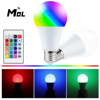 E27 10TK Lamp Led RGB Valgus Hämardatav 10W RGBW Led Lamp Värvikas Muutmine Pirn Led Lampada RGBW Valge Home Decor