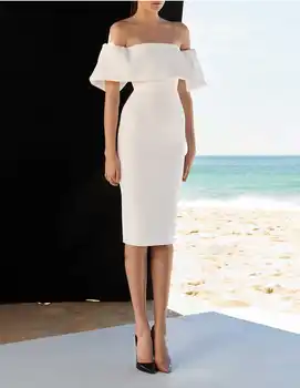 Elegantne Maha Õla Kleit Naiste Slim Bodycon Office Daamid Ametlik Pliiats Pikk Kleit Raja Disainer Prantsuse Valge Pool Vestidos
