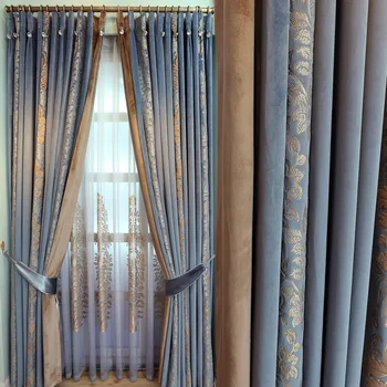 Euroopa ja Ameerika luksus Valge ja kreem värviga villa tikitud kardinad eest elutuba windows kardin magamistuba/köök