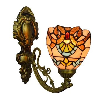 Euroopa-Stiilis Värviline Klaas Retro Peegli Ees Lamp Ameerika Pastoraalne Voodi Kõrval Seina Lamp Vahekäiguga Barokk Ühe-Pea