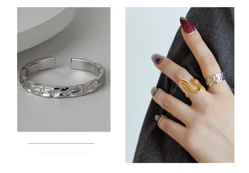 F. I. N. D-Korea Fashion Lihtne S925 Sterling Silver Tinafoolium Ringi Korts Avatud Nimetissõrme Rõngad Virnastatavates Hõbe 925 Sõrmused
