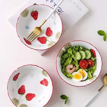 FANCITY Armas Puu Salat Kaussi Leibkonna Keraamiline Väike Kauss Jaapani Stiilis Loominguline Pits Maasika Hommikusöök Magustoit Kauss