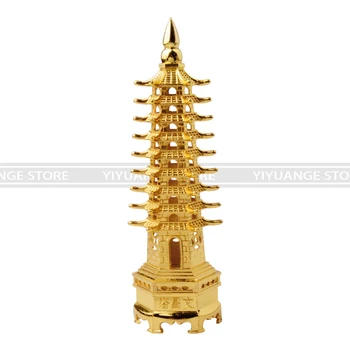 Feng shui Metallist 3D Mudel Hiina Wenchang Pagoda Tower Käsitöö Pronksist Suveniiride Kodu Kaunistamiseks metallist käsitöö-13cm