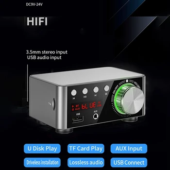 HIFI Bluetooth-5.0 Digitaalne Võimendi Juhatuse 50WX2 Stereo AMP Amplificador kodukino USB-TF Kaart Mängija