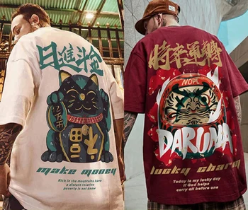 Hiina stiilis meeste suvel lühikeste varrukatega t-särk trükkimine mees viie punkti varruka lahti paar riided looduses kasvanud hip-hop top Streetwear