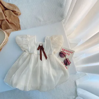Jaapan ja Korea suvel tüdrukute kleit Puhvis varrukad Vabaaja Beebi tüdruku riided Haldjas Printsess Dress Tüdrukute Pool Kleit 1 2 3 4 5 6 y