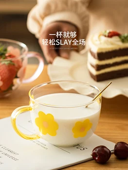 Jaapani Flower Klaas Tass Kohvi Värvi Naljakas Cartoon Hommikusööki Klaas Tassi magustoiduks Vasos Cristal Agua Kodu Aias BL50BL