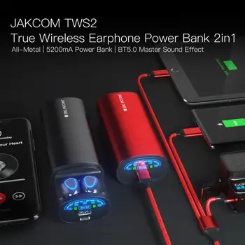 JAKCOM TWS2 Tõsi, Traadita Kõrvaklapid Power Bank Super väärtus, kui peakomplekt power bank usb vidinad kõrvaklapid 50000mah