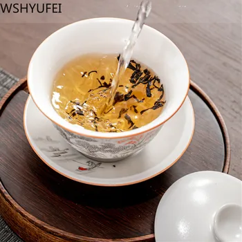 Jingdezhen Keraamiline Gaiwan Teacup käsitöö Tee Tureen Boutique tee kauss Hiina Portselan Teaware Tarvikud Drinkware