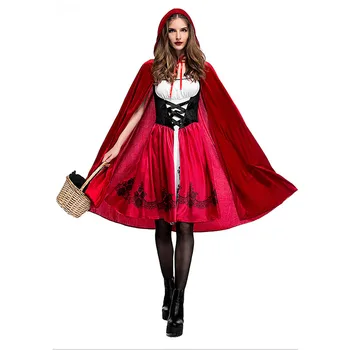 Jutud Little Red Riding Hood Kostüüm Halloween SEKSIKAS Naiste Kleit Lady Cosplay Tikandid Sobib Varjatud Pluss Suurus Riided