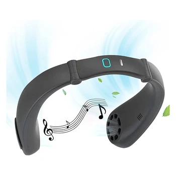 Kaelas Rippus Fänn Bluetooth Kõlar Kõik-Ühes Masina Laadimine USB Mängija Spordi-Muusika Fänn,Kõrvaklappide Disain(Must)