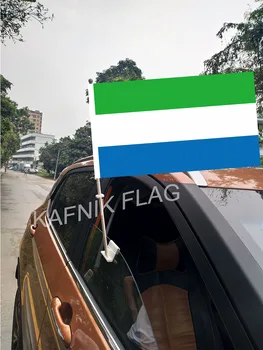 KAFNIK,30*45CM Sierra Leone Aknas Auto Lipud ja Vimplid Riigid Maailmas Kohandatud Lippe 43/52cm lipuvarras auto kaunistamiseks